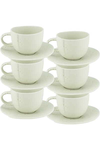 Culinaro Set 6 cesti 210ml cu farfurie capucino din portelan Hazel