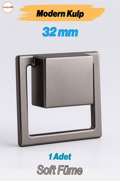 Badem10 Marko Smoked Metal Flush Style Furniture Handle 32 mm Modern Decorative Cabinet and Drawer Handle Durable