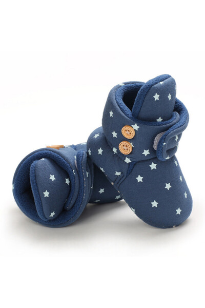 Superbaby Blue boots with white stars and buttons