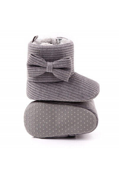 Bebelul Gray ankle boots with bow