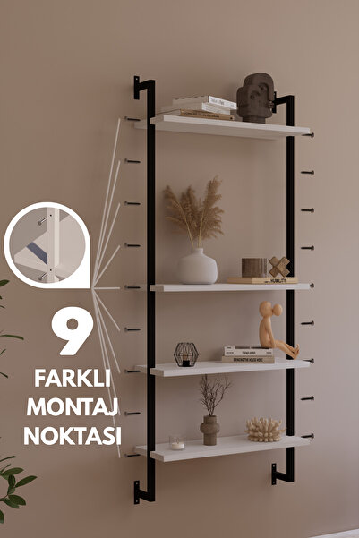 Phobia Modüler Model 4 Raflı Duvara Monte Kitaplık Duvar Rafı Aksesuar Rafı