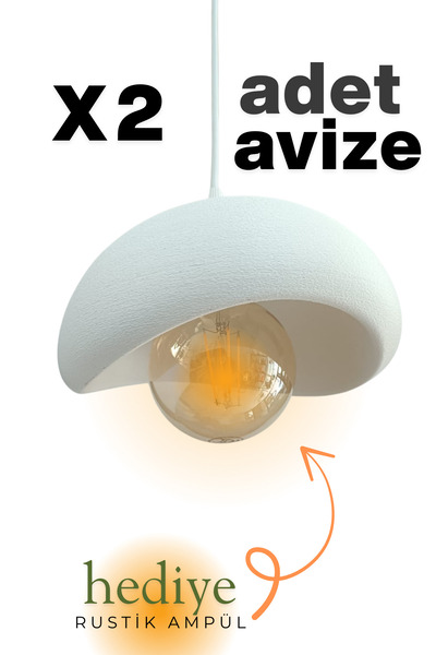 UĞUR MOBİLYA İKİ ADER BEYAZ BOHEM SARKIT AVİZE VE BÜYÜK BOY RUSTİK AMPÜL