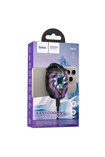 Hoco Cooler pentru spate telefon mobil (GM26), 3 trepte de viteza, LED Temperatura, Ambitious, Black