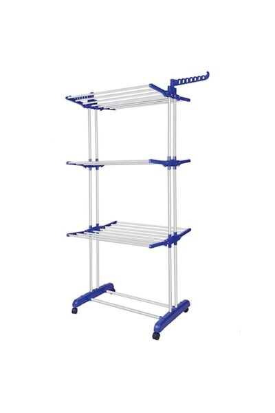 FLYME Suport vertical pentru uscător de rufe, Flyme, 3 niveluri, pliabil, oțel inoxidabil, albastru