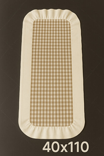 Belomia Home Collection Pötikareli Zefir Kumaş Fırfır Detaylı Runner 40x110 cm Kahve-Beyaz