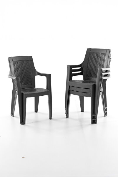 Evdemo Efes 4'lü Rattan Sandalye Siyah