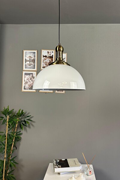 Bamyum Linate Beyaz Eskitme Uzun Tokmak Başlık Avize Tekli Sarkıt Salon Kuaför Dekoratif Aydınlatma