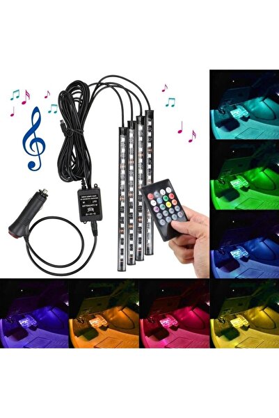 PROCART Car interior RGB LED light, sound sensor, 4 self-adhesive strips, 12 V, IR remote control