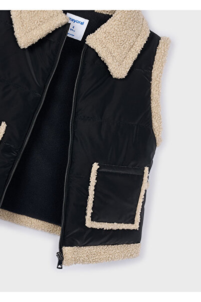 MAYORAL 4-10 Years Old Girl's Black Fleece Lined Zippered Vest