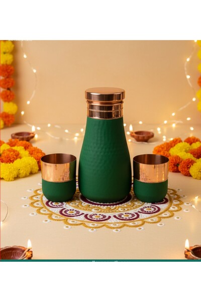 Soul Love and Earth Green Pure Copper Damru Gift Set