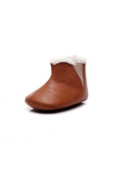 Bebelul Brown fur-lined baby booties - Simply