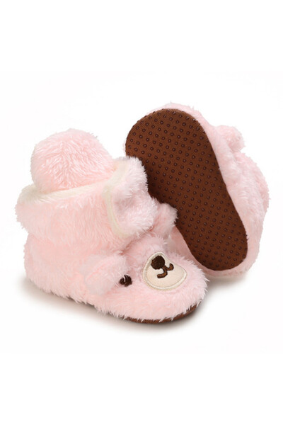 Superbaby Cizmulite roz din blanita - Ursulet