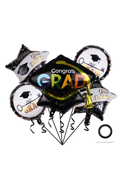 Flippy Set 5 baloane folie Absolvire, alb/negru, model 2