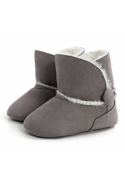 Superbaby Cizmulite gri pentru bebelusi pentru primii pasi, imblanite, cu nas...