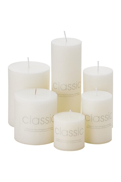 Flippy Decorative Paraffin Candle, Cylindrical, Smoke-free, Unscented, 5×7.5 cm, Ivory