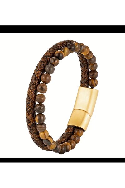 Enanice Leather Beaded Men's Bracelet