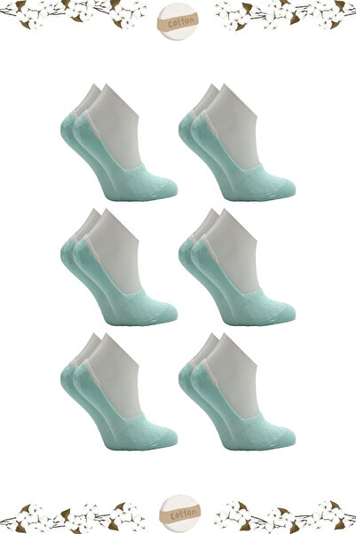 KARDEŞLER ÇORAP Women's Ballet Turquoise Socks Cotton Seamless Invisible Non-Slip Heel Silicone 6-Pack