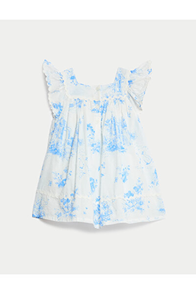 Marks & Spencer Saf Pamuk Desenli Elbise (0-6 Yaş)