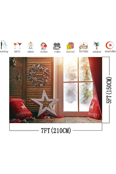 AIIKES Fundal foto Aiikes, 2.1 x 1.5 m, motiv Sarbatori de Iarna, vinil, multicolor