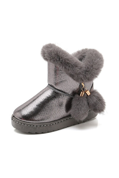 Superbaby Pearl grey fur-lined boots with tassels