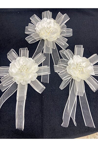 GÜRLEK TEKSTİL Ekru Gelin Bohçası Için Çiçek Motifli 3 Adet Bej Bohça Çiçeği ...