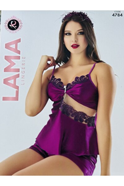 Lama Lingerie kısa güpürlü saten gecelik