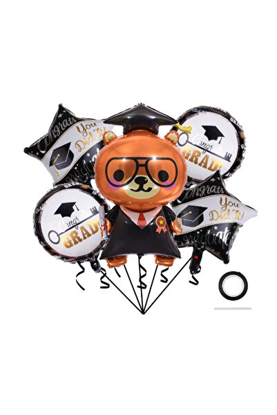 Flippy Set 5 baloane folie Absolvire, alb/negru, model 4