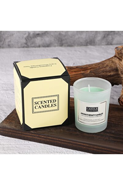 Flippy Scented Candle, Translucid Jar, 6.2 x 5.2 cm, Cedar, Green