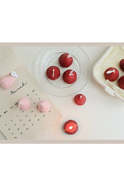 Flippy Set of 6 Scented Candles - Strawberry, 30-45 min, 78 g, Red