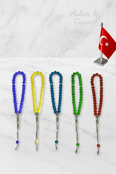 Lio20 Oniks Taşı Cam Küre Kesim 5'Li Tesbih Seti - 33'Lük Tesbih Günlük Aksesuar Hediyelik Bujiteri