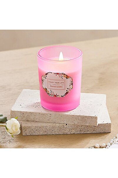 Flippy Scented Candle, Flippy, Pink Glass Model, Lemon and Rose Scent, Soy Wax, 6.2 x 5.2 cm, Pink