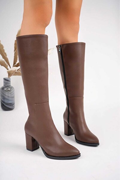 Demashoes Cizme cu toc gros Bitter Brown