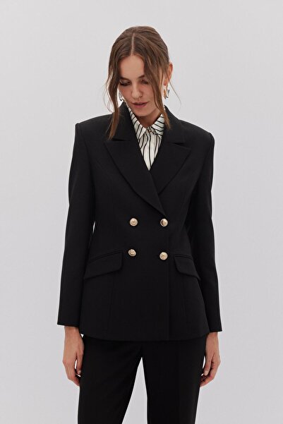 Shn SATEN GARNİLİ KRUVAZE BLAZER PANTOLON TAKIM