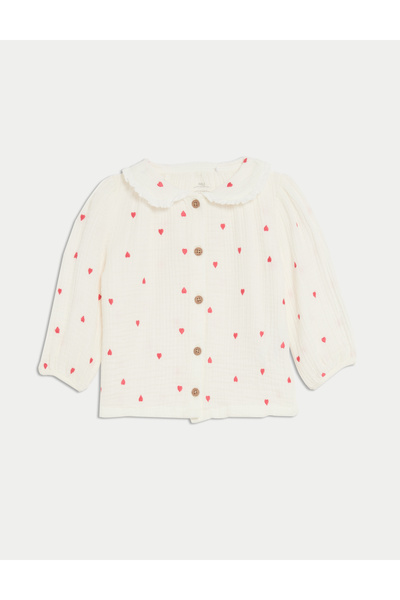 Marks & Spencer 2 Parça Pamuklu Kalp İşlemeli Alt-Üst Takım (0-3 Yaş)