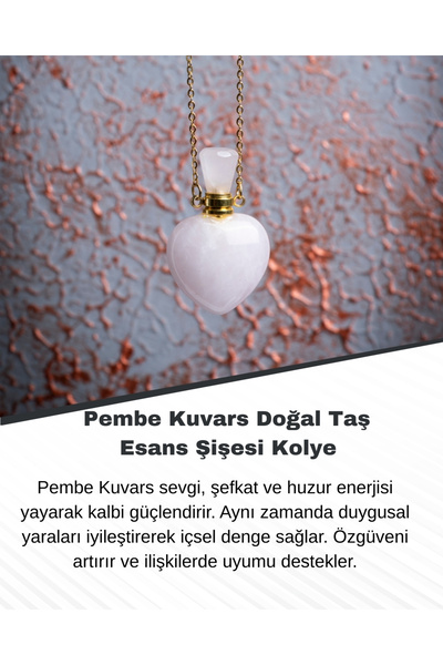 Saff Doğal Taş قلادة زجاجة من الكوارتز الوردي من الحجر الطبيعي