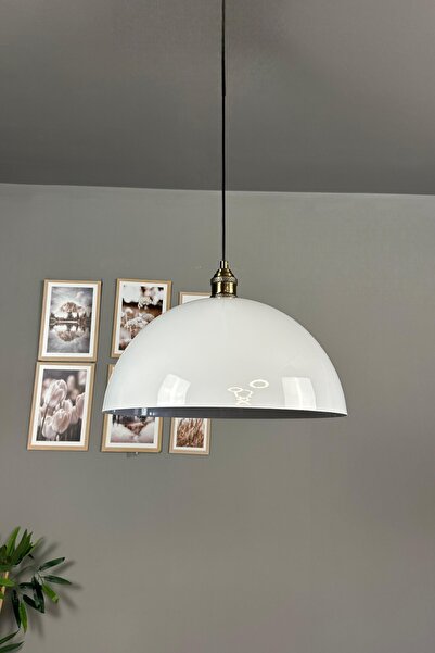 Bamyum Linate Beyaz Eskitme Lale Başlık Avize Tekli Sarkıt Salon Kuaför Dekor...