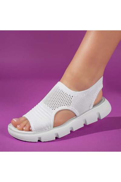 Modlet.ro Women's white flat-sole sandals MOD11346