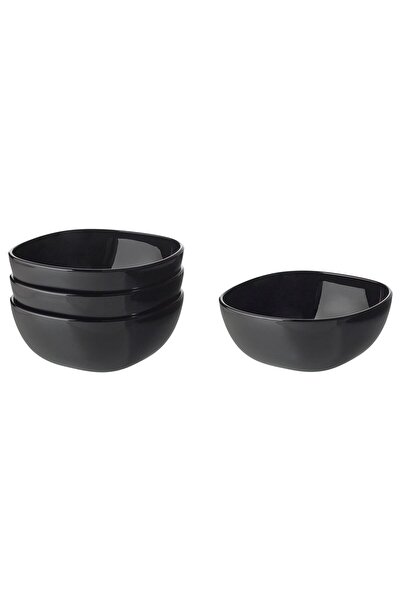 IKEA 4 Adet Kase 14 Cm Çerezlik Çerez Kasesi Seti Sertleştirilmiş Cam Siyah