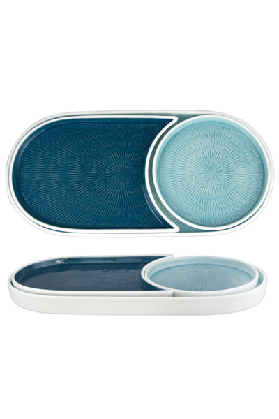 Culinaro Set of 3 porcelain plates HELLA L BLUE