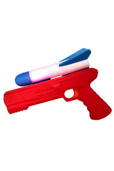 Flippy Pistol de Jucarie, Flippy, cu Lansator de Racheta, din Polistiren/Plastic, Lumina LED, +3 Ani, Rosu/