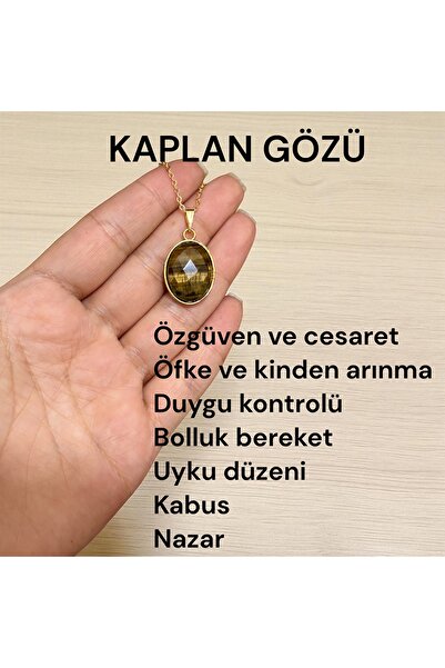 KIRMIZICOSMETİCS قلادة عين النمر. حجر طبيعي أصلي