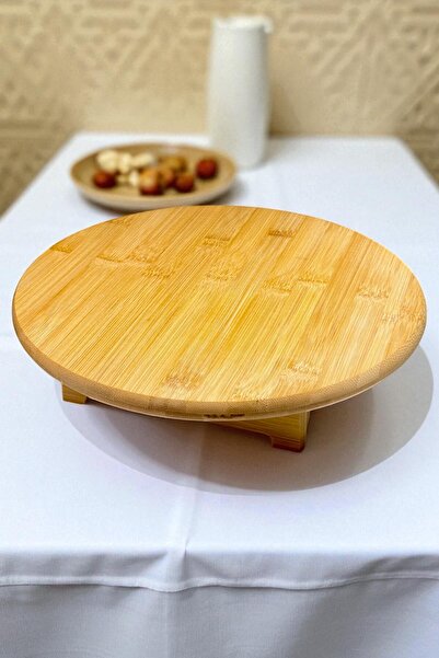 Kitchen Way Round Bamboo Presentation Plate with Stand 30cm cm Kw-913