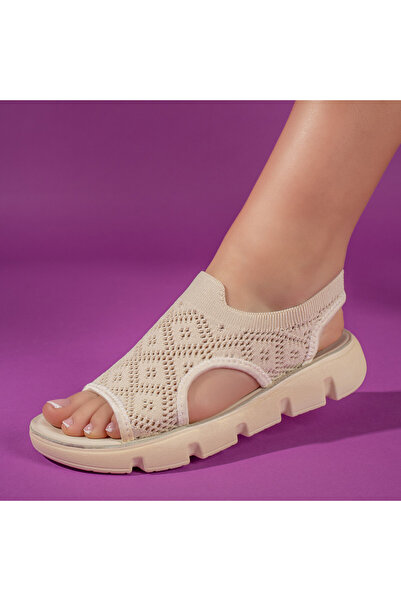 Modlet.ro Women's beige flat-sole sandals MOD11348