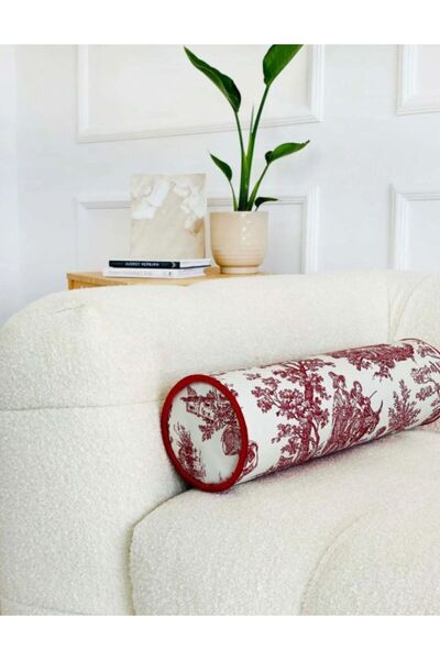 shules collection Bordo French Country Linen Bolster Pillow. Cylinder Roller Ic-Filled Zippered Pillow