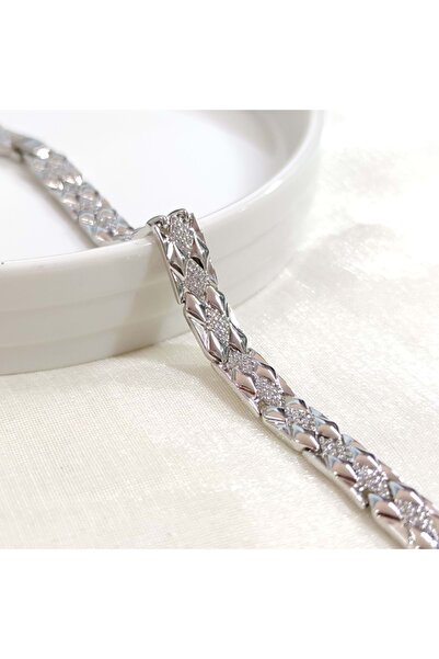 Güler Yüzlü Silver سوار XUPING بنمط البقلاوة 8 مم أبيض اللون 17+2 سم