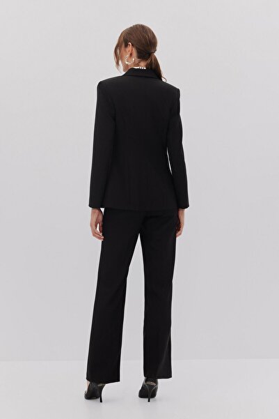 Shn SATEN GARNİLİ KRUVAZE BLAZER PANTOLON TAKIM