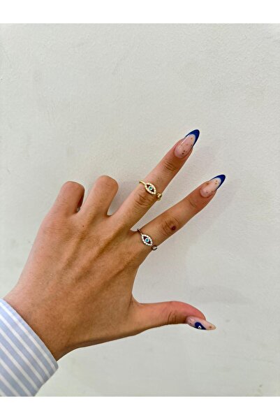 MyladyAccessoriess خاتم عين مرصع بحجر الزركون (فولاذ) فضي