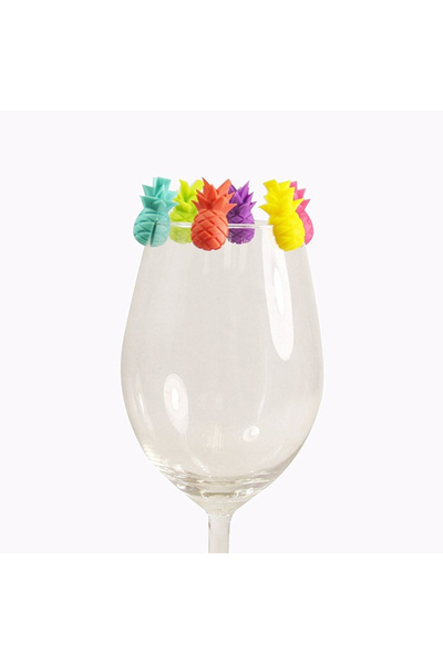 Flippy Set of 6 Glass Accessories, Flippy, for Parties/Cocktails, Silicone, P...