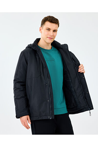 SKECHERS M Coated Jacket Erkek Siyah Mont S242046-3817