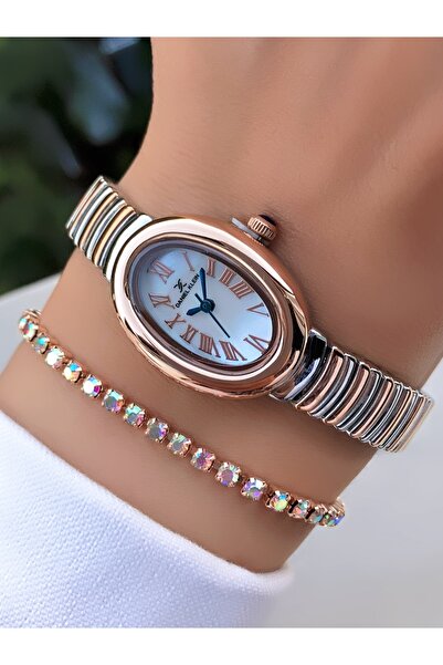 Daniel Klein Orijinal Kadın Kol Saati Su Geçirmez Rose Gümüş Renk Çelik Kordon Bileklik Hediyeli DKB285C4